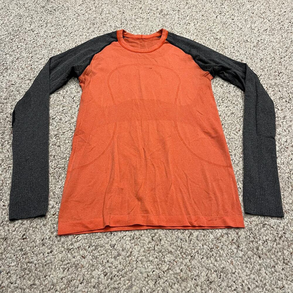 Lululemon Run Swiftly Tech Long Sleeve Shirt Sz 8 Coral Gray Athleisure Gym